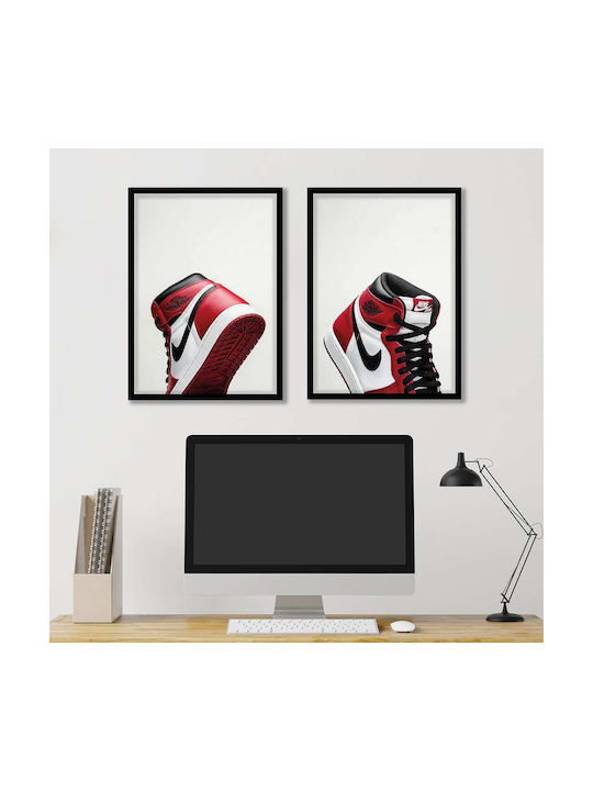 Poster Chicago Air Jordan 1 Snk41a 40cm X 50cm Brown Wooden Frame