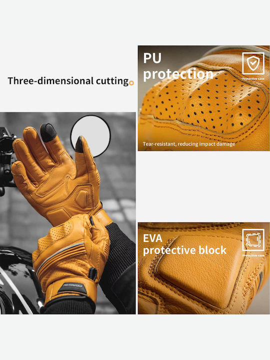 Motowolf GM4 Men's Motorcycle Leather Gloves Black