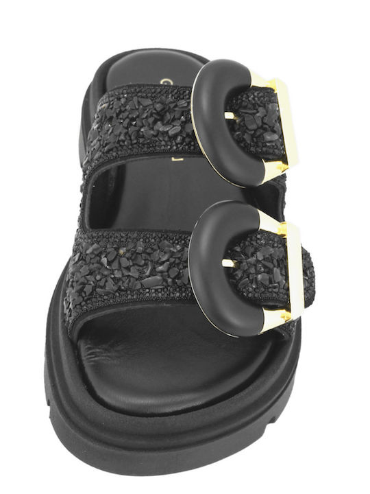 Nosly Leather Women's Flat Sandals Black
