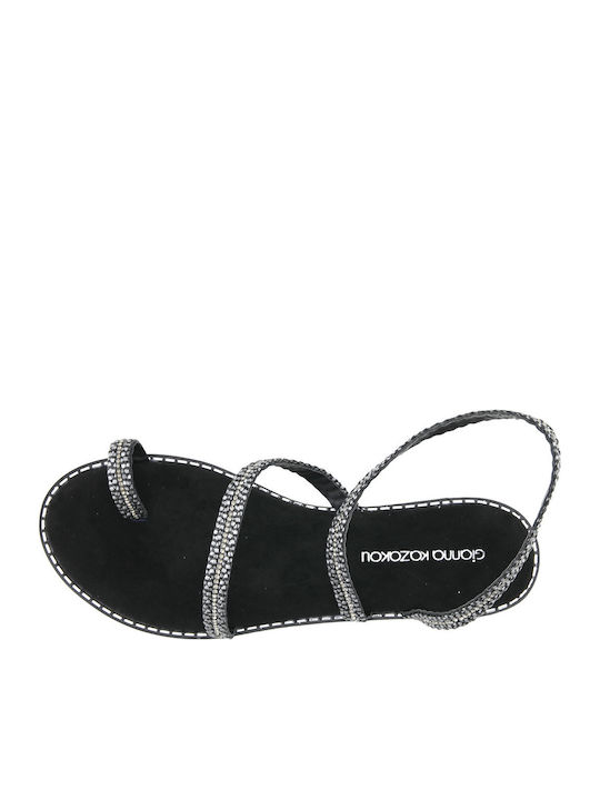 Nizhel Leather Women's Flat Sandals Black