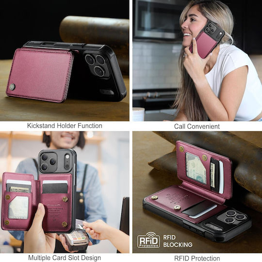 Caseme Rfid Wallet Δερμάτινο / Δερματίνης Κόκκινο (iPhone 17 Pro MaxNokia C22)