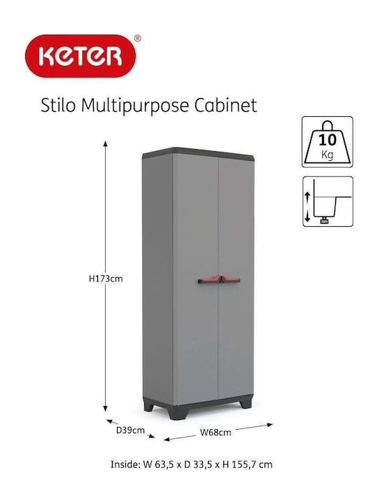Double-leaf Outdoor Storage Cabinet Polypropylene 68x39x173 cm
