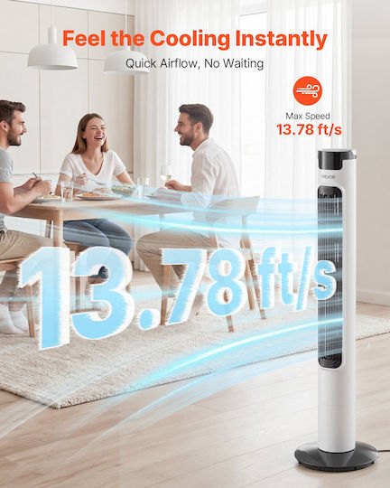 Vevor Ανεμιστήρας Πύργος 50W με Τηλεχειριστήριο Λευκός