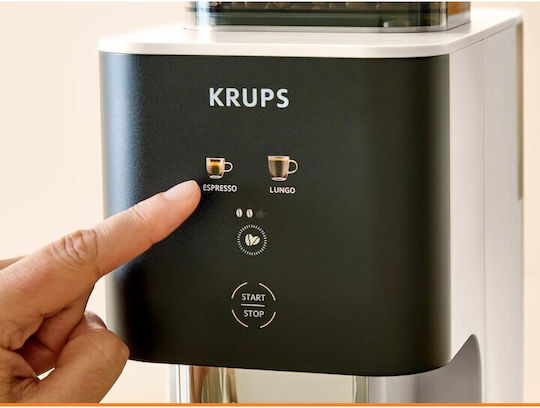Krups Αυτόματη Μηχανή Espresso 1370W Πίεσης 15bar με Μύλο Άλεσης Λευκή SA4001E0