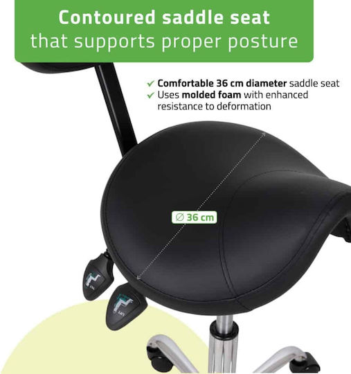 Habys Medical Stool with Backrest Black T-TACHAO013