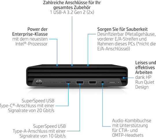 HP Elite Mini 800 G9 PC (Core i9-14900T/64GB DDR5/1.0TB SSD/W11 Pro)