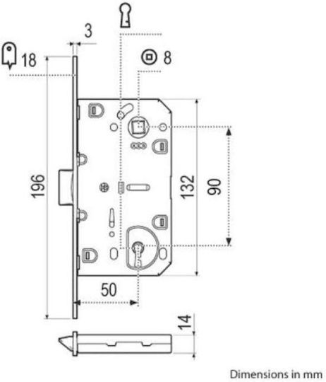 Mesoporta Lock Agb Mediana 50x90 Recessed Oval Faceplate Nickel Gold Nickel