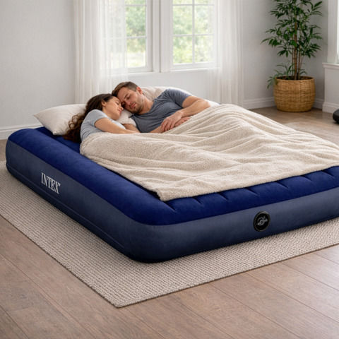 Saltea Gonflabilă de Dormit King Size 137x191x25cm Albastră