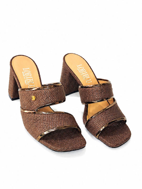 Patent Leather Mules With High Heel In Beige Colour
