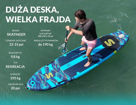 Φουσκωτή Σανίδα SUP με Μήκος 3.5m Γαλάζια