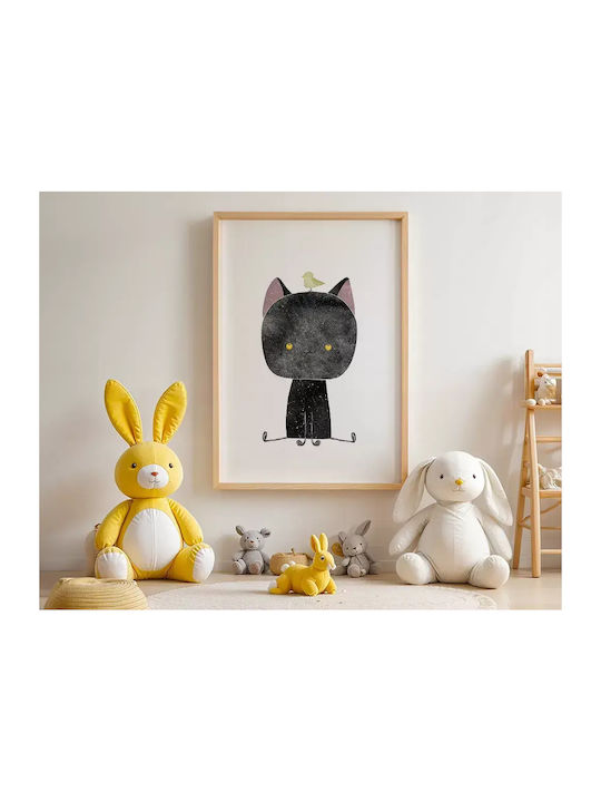 Kids Poster Little Cat With A Bird 50x40cm