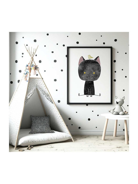 Kids Poster Little Cat With A Bird 50x40cm