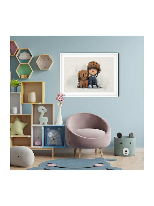 Kids Poster Girl With Puppy 50x40cm