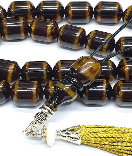 Roloi Komboloi Worry Beads with 33 Beads Made of Mastic Length 39cm Brown