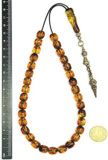 Roloi Komboloi Worry Beads with 33 Beads Made of Resin Length 33cm Multicolour