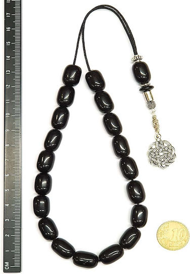 Roloi Komboloi Worry Beads with 19 Beads Made of Resin Length 32cm Black