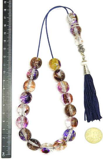 Roloi Komboloi Worry Beads with 17 Beads Made of Resin Length 35cm Multicolour