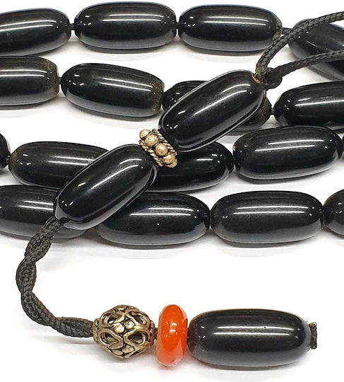Roloi Komboloi Worry Beads with 19 Beads Made of Resin Length 34cm Black