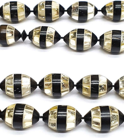 Roloi Komboloi Worry Beads with 33 Beads Made of Ebony Length 43cm Multicolour