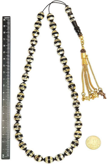 Roloi Komboloi Worry Beads with 33 Beads Made of Ebony Length 43cm Multicolour