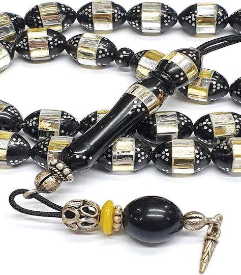 Roloi Komboloi Worry Beads with 33 Beads Made of Ebony Length 39cm Multicolour