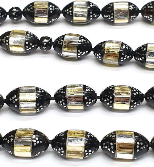 Roloi Komboloi Worry Beads with 33 Beads Made of Ebony Length 39cm Multicolour