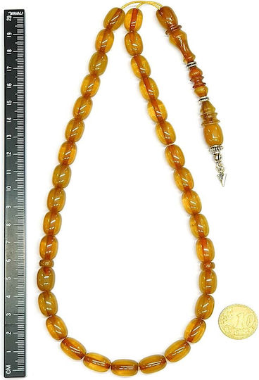 Roloi Komboloi Worry Beads with 33 Beads Made of Mastic Length 36cm Yellow