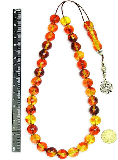 Roloi Komboloi Worry Beads with 33 Beads Made of Resin Length 42cm Multicolour