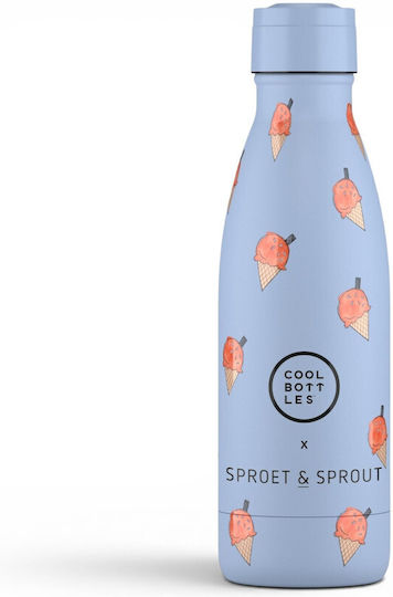 Cool Bottles Μπουκάλι Θερμός Ανοξείδωτο 350ml BLUE SCOOP μπλε με Καλαμάκι και Λαβή