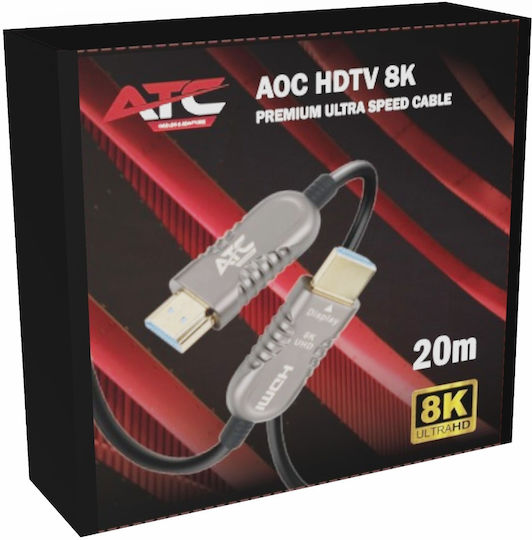 ATC HDMI 2.1 Ultra High Speed 48Gbps 4K 120Hz HDR VRR Kabel HDMI-Stecker - HDMI-Stecker 20m Schwarz