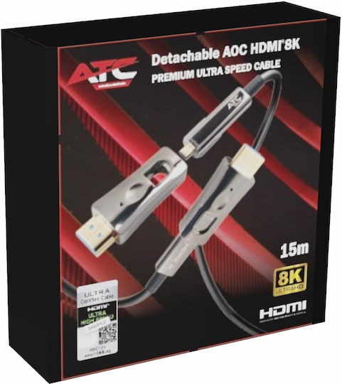 ATC HDMI 2.1 Ultra High Speed 48Gbps 4K 120Hz HDR VRR Kabel HDMI-Stecker - HDMI-Stecker 15m Schwarz