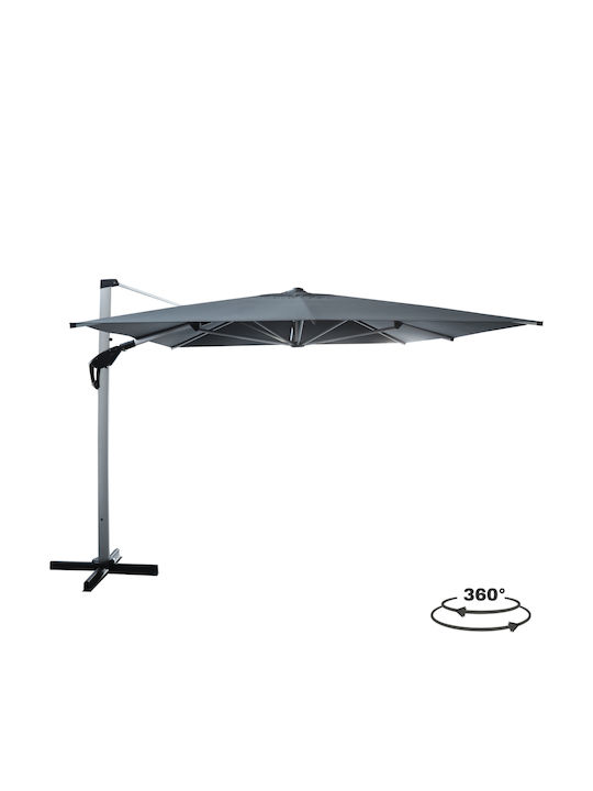 Professioneller Hängender Quadratischer Garten- und Terrassen-Sonnenschirm aus Aluminium Javante Grau 2,56x2,56xH2m