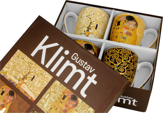 Klimt Κούπα από Πορσελάνη Καφέ 350ml 4τμχ