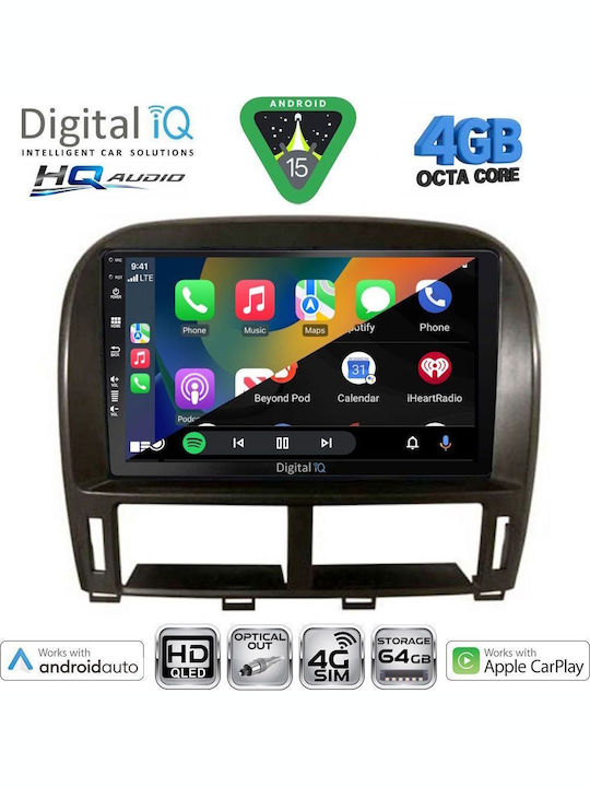 Digital IQ Car Audio System for Jaguar XF Lexus LS 2000-2006 Bluetooth USB WiFi GPS Apple CarPlay Android Auto with 9" Touch Screen