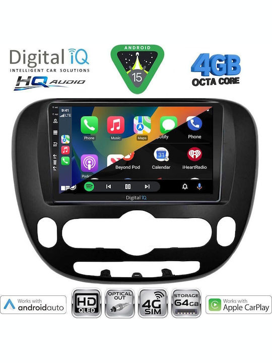 Digital IQ Car Audio System for Kia Soul 2014 with Touch Screen 9" Digital IQ BXK 19321 CPAA Bluetooth USB Wi-Fi GPS Apple CarPlay Android Auto