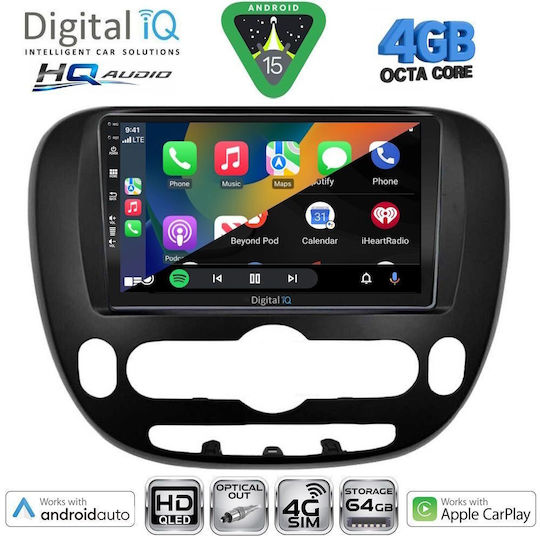 Digital IQ Ηχοσύστημα Αυτοκινήτου για Kia Soul 2014 (Bluetooth/USB/WiFi/GPS/Apple-Carplay/Android-Auto) με Οθόνη Αφής 9"
