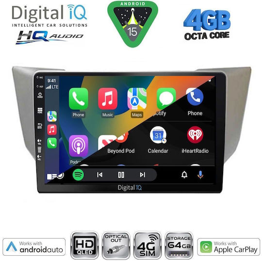 Digital IQ Car Audio System for Lexus RX300 2003-2008 Bluetooth USB WiFi GPS Apple CarPlay Android Auto with 10" Touch Screen