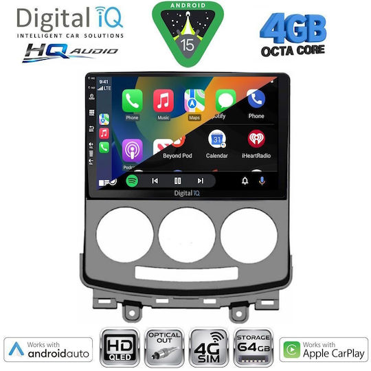 Digital IQ Автомобилна Аудио Система за Mazda 5 2004-2010 (Bluetooth/USB/Wi-Fi/GPS/Apple CarPlay/Android Auto) с Touch Screen 9"