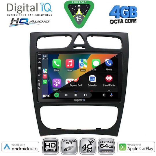 Digital IQ Ηχοσύστημα Αυτοκινήτου για Mercedes-Benz C Class 1999-2004 (Bluetooth/USB/WiFi/GPS/Apple-Carplay/Android-Auto) με Οθόνη Αφής 9"