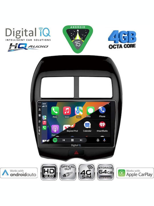 Digital IQ Car Audio System for Peugeot 4008 Mitsubishi Asx 2009 with Touch Screen 10" Digital IQ BXK 19430 CPAA Bluetooth USB WiFi GPS Apple CarPlay Android Auto