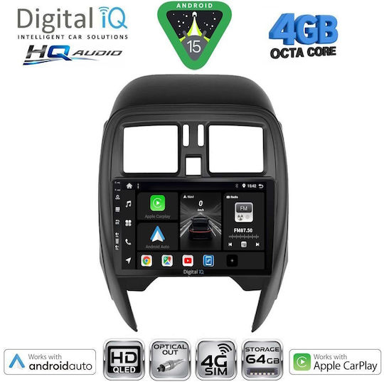 Digital IQ Car Audio System for Nissan Navara 1998-2004 Bluetooth USB WiFi GPS Apple CarPlay Android Auto with 10" Touch Screen
