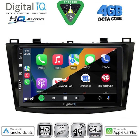 Digital IQ Sistem Audio Auto Pentru Mazda 3 2014-2019 Bluetooth USB Wi-Fi GPS Apple CarPlay Android Auto Cu Ecran Tactil 9"