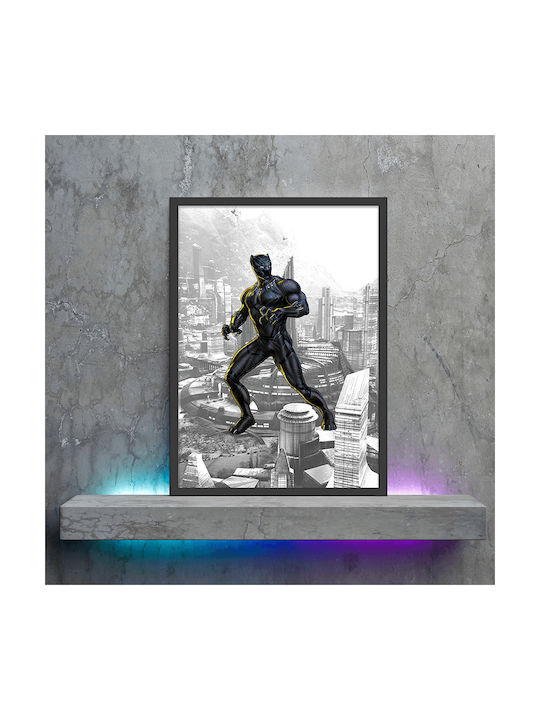Poster Comic Black Panther Cm026 21cm X 30cm Cadru Alb Pvc