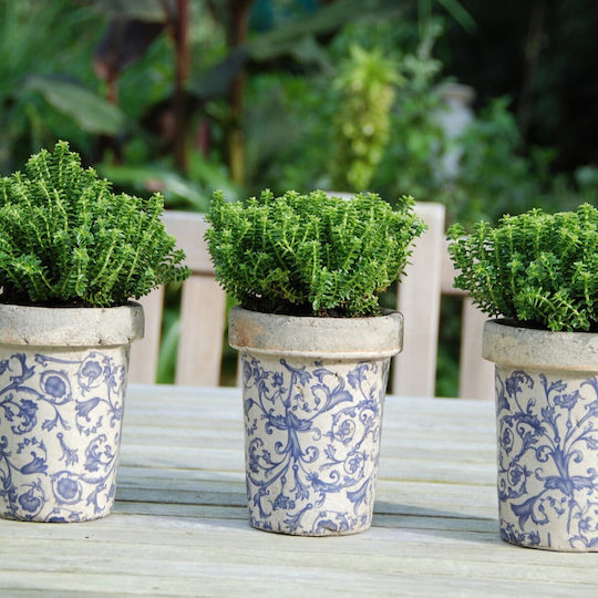 Esschert Design Keramischer Pflanzentopf Blau 13x16cm