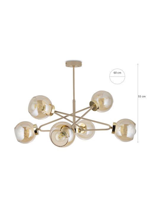 HowHomely Beige Pendant Ceiling Light For 6 E27 Bulbs