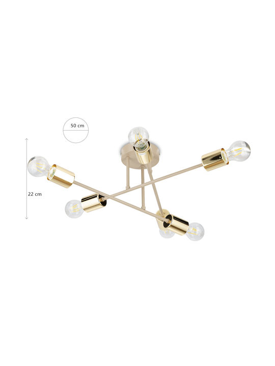 HowHomely Deckenleuchte Beige für 6 E27 Lampenbirnensockel