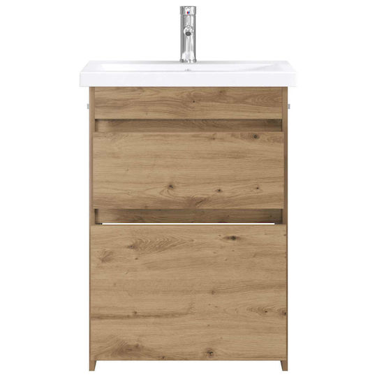 vidaXL Vanity Unit with Sink M61xD40xH84.5cm Oak