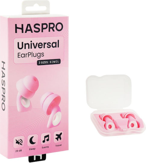 Haspro Ωτοασπίδες Σιλικόνης σε Ροζ Χρώμα 2τμχ