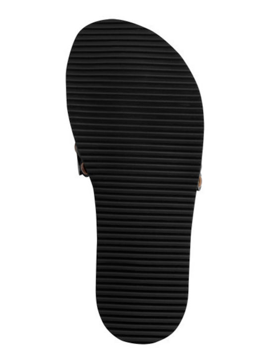 Δερμάτινα Γυναικεία Σανδάλια Flatforms Μαύρα