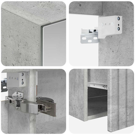 vidaXL Pang de Baie cu Lavoar și Oglindă cu Lumină M100xA14.5xÎ70cm Gri Beton